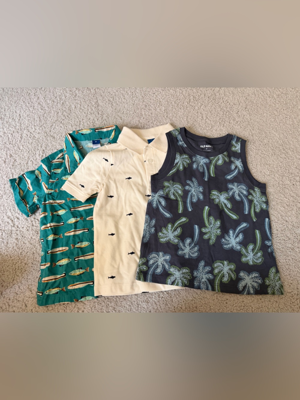 Old Navy Toddler Boy Outfit Bundle 3T NWT Fish Shirt Polo Tank Summer